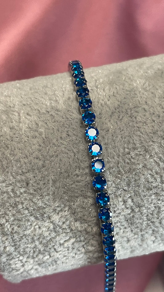 Bracelet tennis bleu
